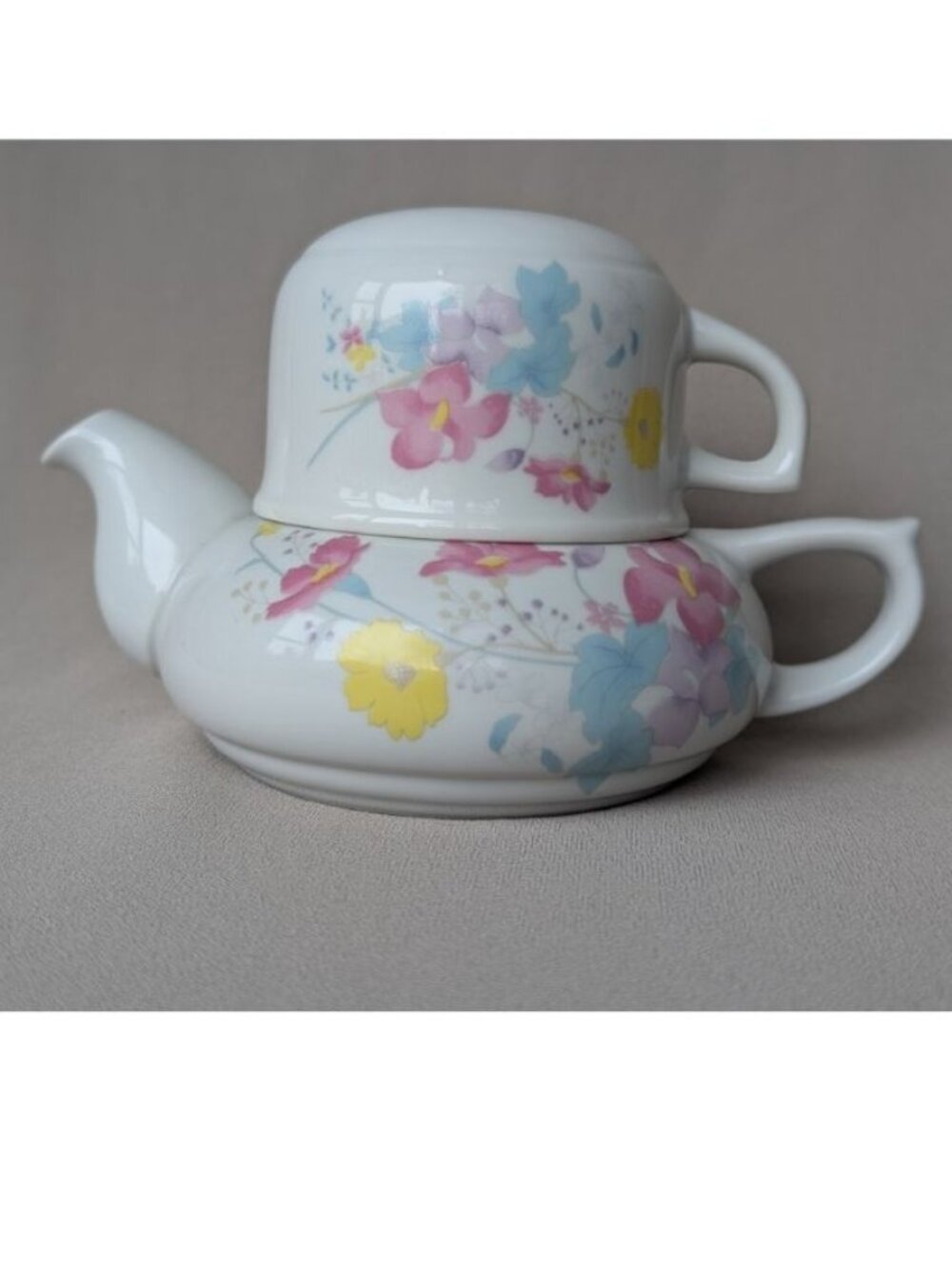Vintage Tea For One Floral Pattern Teapot & Cup Japan Fine China